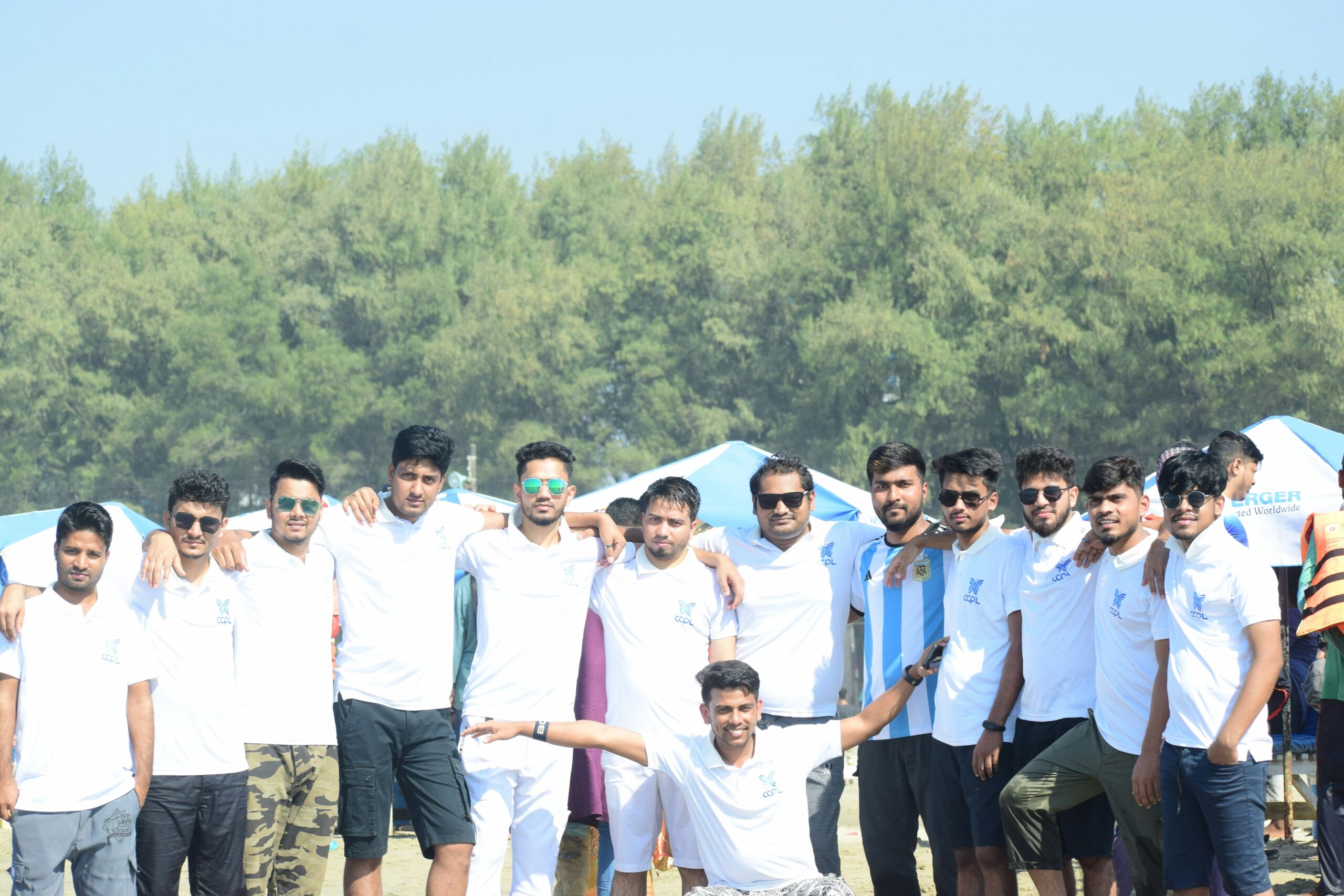 happy rescue dog with trainer